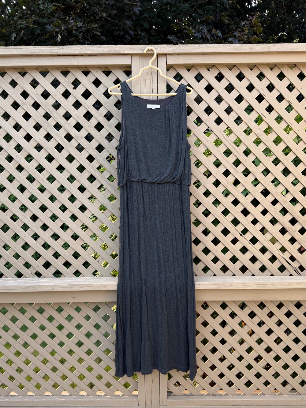 LOFT Sleeveless Charcoal Maxi Dress - XL Tall